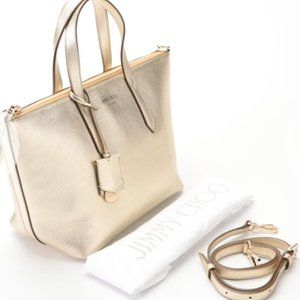 Jimmy Choo Bria Tote Small in Metallic Gold Leather